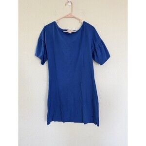 Vineyard Vines Casual Blue Ruffle Sleeve Shift Dress Size Medium Coastal Preppy